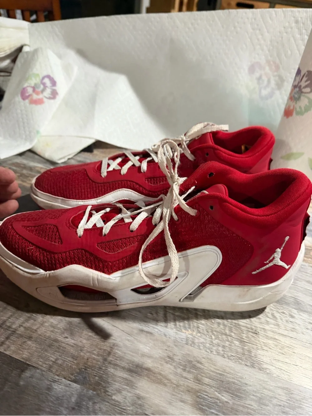 Jordan Red and White Women's Athletic Basketball Shoes